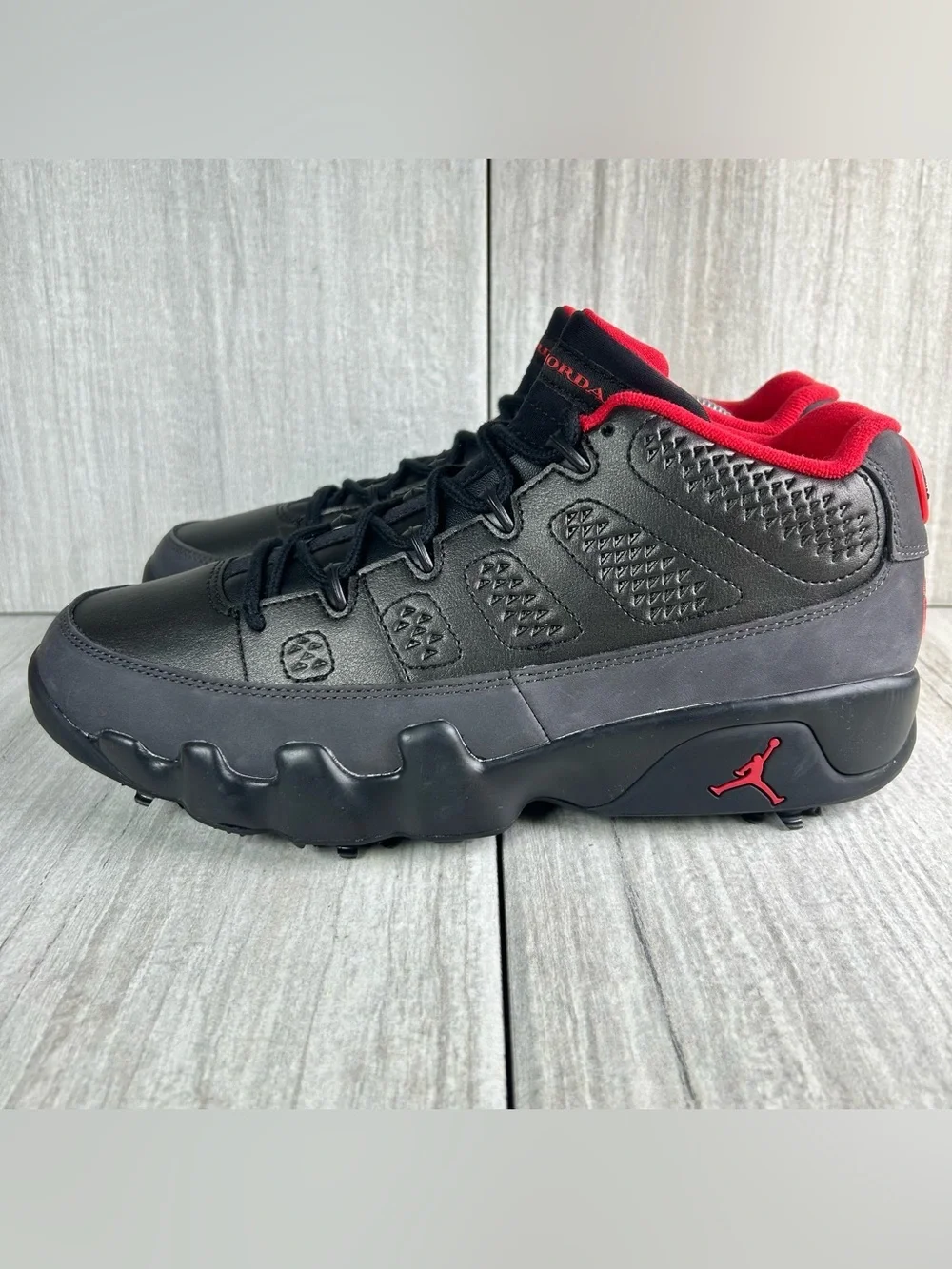 NEW Air Jordan 9 Retro Low Charcoal Golf Cleats Sneaker fj5934-002 Mens Size 9.5